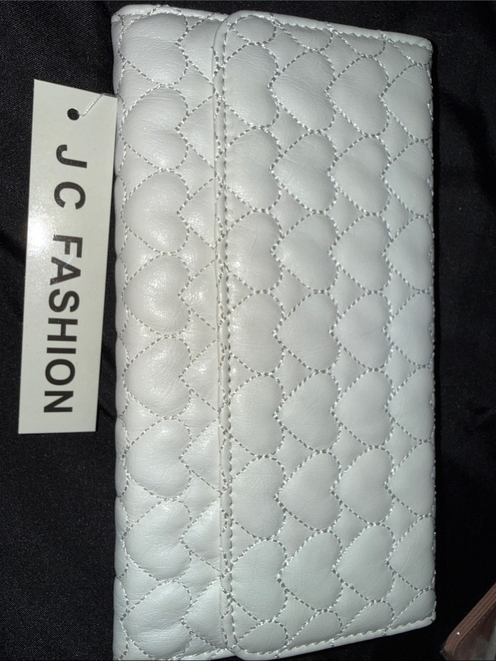 White Quilted Heart-Pattern Women's Wallet